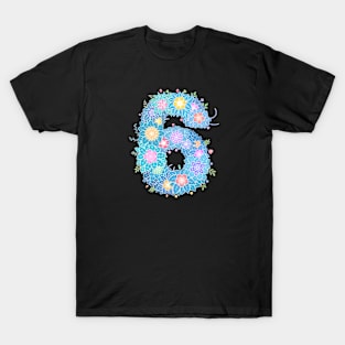 "6" Floral Letter Number T-Shirt